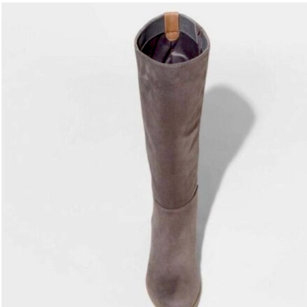 Universal Thread Hilda Microsuede Mid Calf Gray Heeled Riding Boots, Size 6 - Picture 3 of 16